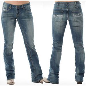 Cowgirl Tuff Y2K Don't Fence Me In Bootcut Embellished Blue Jean Denim Womens 26